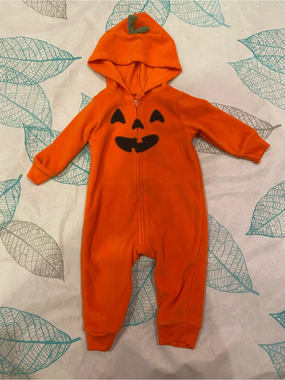 Carter's Orange Pumpkin Hooded One-Piece